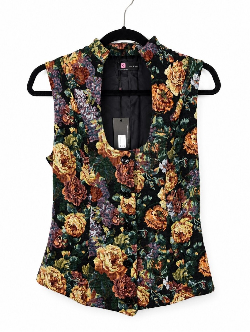 NWT Kancy Kole Floral Tapestry Vest Cottagecore Dark Academia Goblincore Meduim